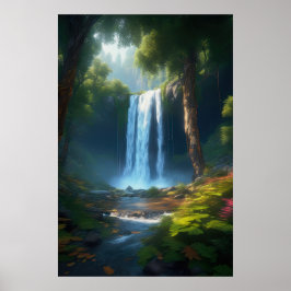 Der Zauber eines schönen Waldfalles Poster