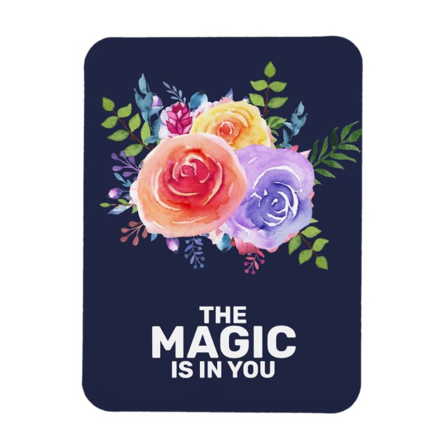 Der Zauber ist, Wasserfarben-Blumendesign zu zitie Magnet (Vertikal)