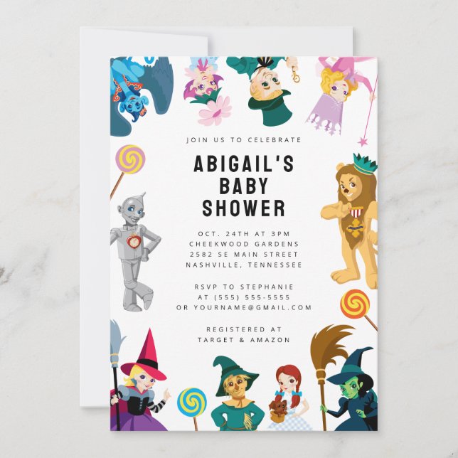 Der Zauberer der Oz Character Baby Shower Einladung (Vorderseite)