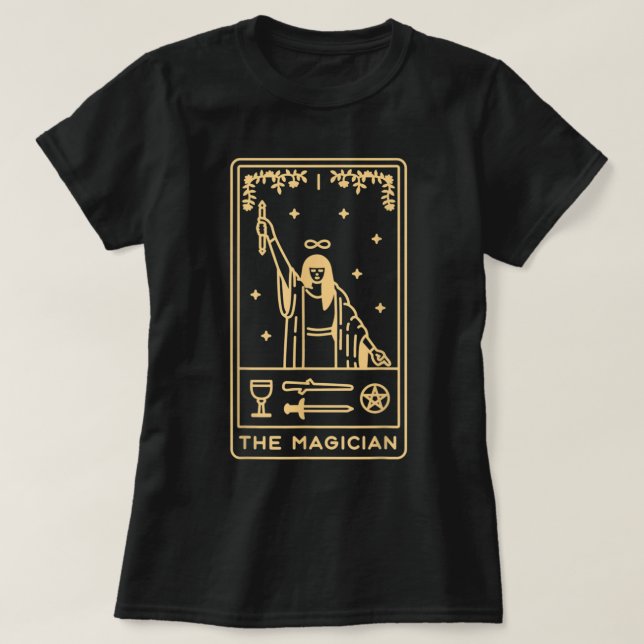 Der Zauberer-Mystische Tarot-Karte T-Shirt (Design vorne)