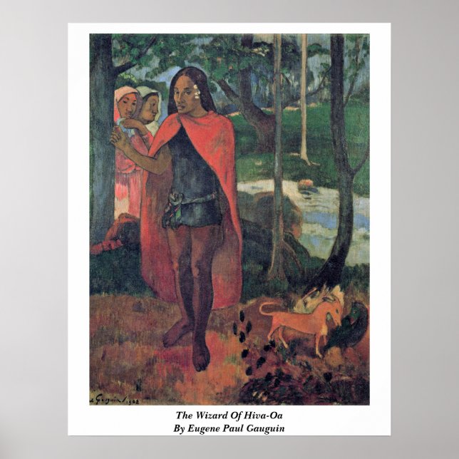 Der Zauberer von Hiva-Oa von Eugene Paul Gauguin Poster (Vorne)