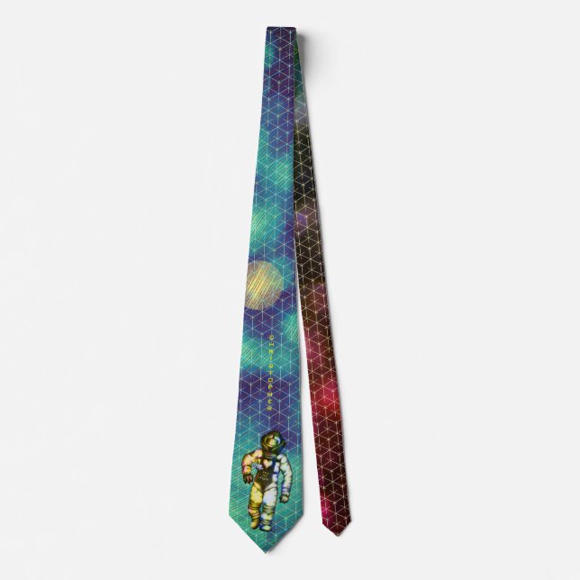 Der Zeichnend Astronaut kam hier zum FUN Cool Spac Krawatte (Vorderseite)