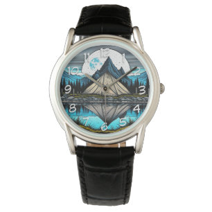 Der Zelt am See im Gebirge Armbanduhr