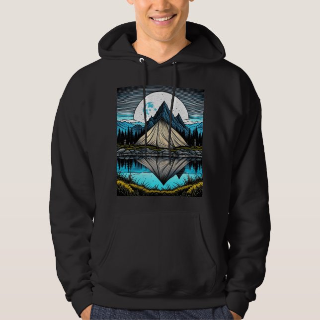 Der Zelt am See im Gebirge Hoodie (Vorderseite)