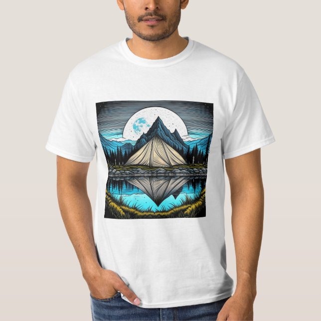 Der Zelt am See im Gebirge T-Shirt (Vorderseite)