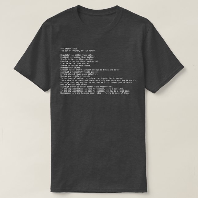 Der Zen der Python T-Shirt (Design vorne)