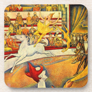 Der Zirkus von Georges Seurat, Vintage Kunst Getränkeuntersetzer