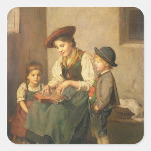 Der Zither Player Quadratischer Aufkleber