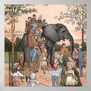 "Der Zoo" Vintage-Illustration Poster