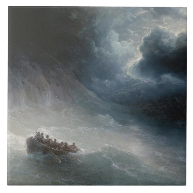 Der Zorn der Meere (von Ivan Aivazovsky) Fliese (Vorderseite)
