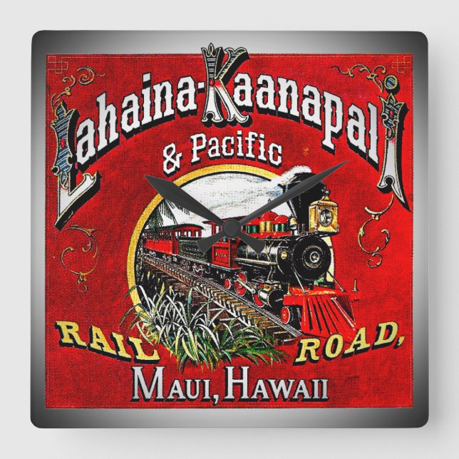 Der Zuckerrohr-Zug mit Baldwin Lokomotiven Quadratische Wanduhr (Vorderseite)