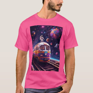 Der Zug fliegt durch den Weltraum T-Shirt