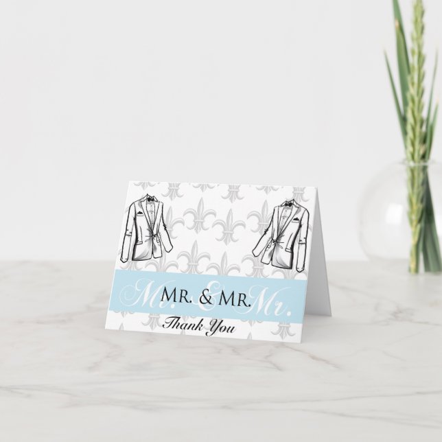 Der zwei Smokings-Bräutigam-homosexuelle Hochzeit Dankeskarte (Vorderseite)