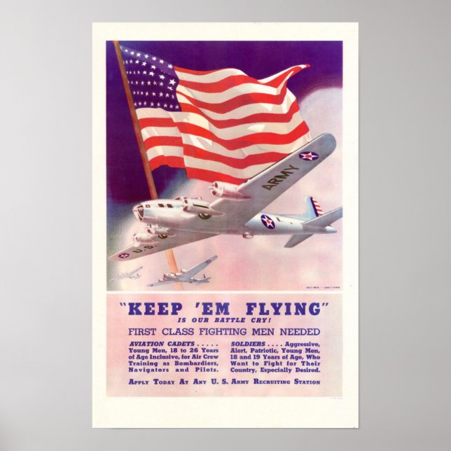 Der Zweite Weltkrieg Behielt "Em Flying" Poster (Vorne)