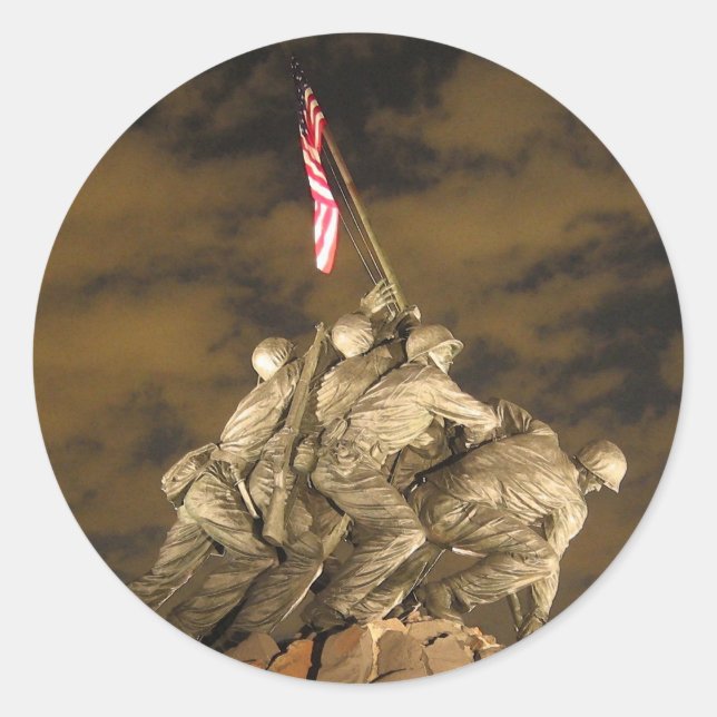 Der Zweite Weltkrieg: Das Jima-Gedenkmal Arlington Runder Aufkleber (Vorderseite)