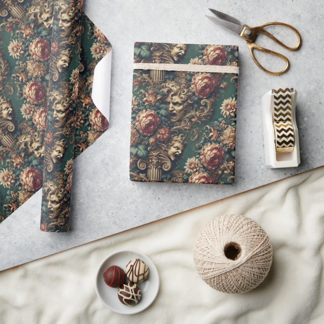 Deranged Decadence – Gothic Victorian Floral  Geschenkpapier (Kunsthandwerk)