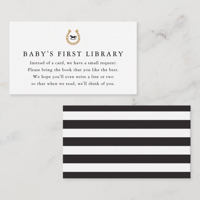 Derby Baby Shower Book Request Baby's 1st Library Begleitkarte (Vorne/Hinten)