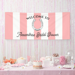 Derby Brautparty Pink Stripes Horseshoe Willkommen Banner