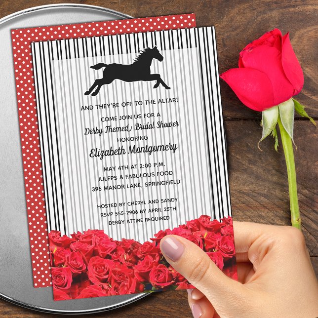 Derby Brautparty Rote Rosen Racehorse Einladung (Order INSTANT DOWNLOAD to send digitally or PRINTED invitations to mail or both!)