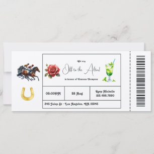 Derby Day "Auf zum Altar" Brautparty-Ticket Einladung