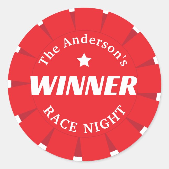 Derby Day First Place Gewinner Reitschiff Rosette Runder Aufkleber (Vorderseite)