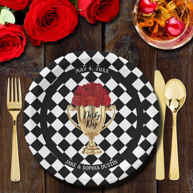 Derby Day Trophy und Rose Pappteller (Derby Day Trophy and Red Roses Party Paper Plates)
