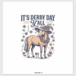 Derby Day Y'all Pferd Blumenhut Aufkleber