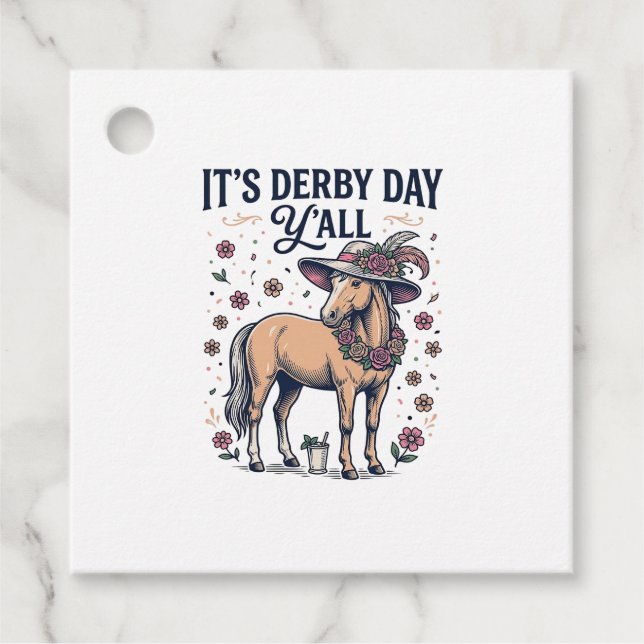 Derby Day Y'all Pferd Blumenhut Geschenkanhänger (Vorderseite)