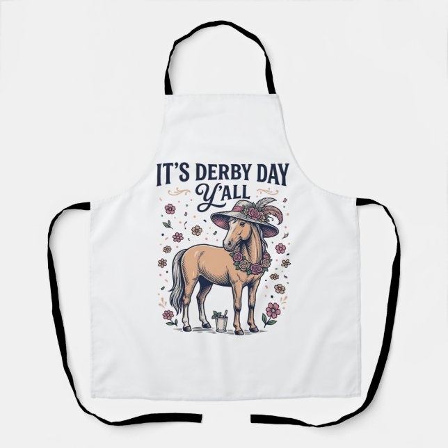 Derby Day Y'all Pferd Blumenhut Schürze (Vorderseite)