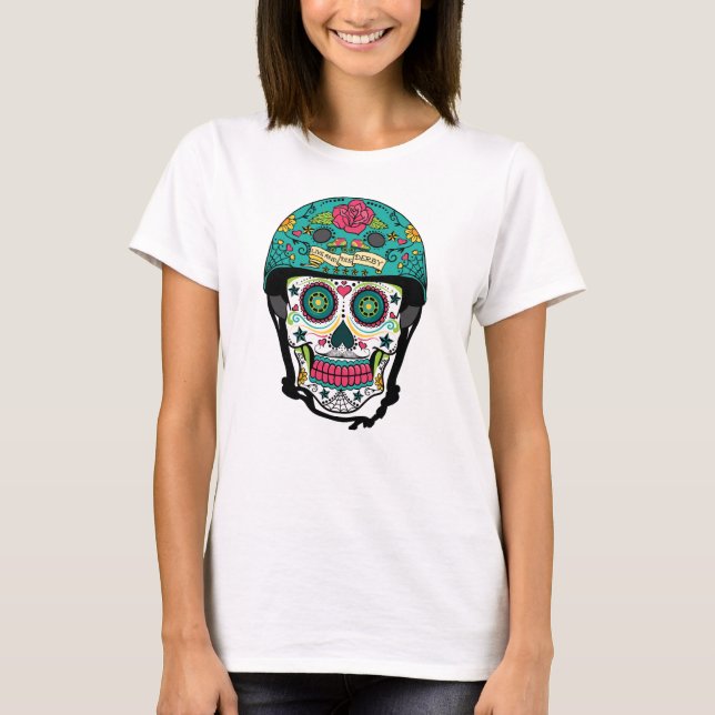 Derby de Los Muertos - Rollen-Derby-Zuckerschädel T-Shirt (Vorderseite)