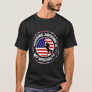 Derby Horse Racing Liebe Jockey Fun USA Flag T-Shirt