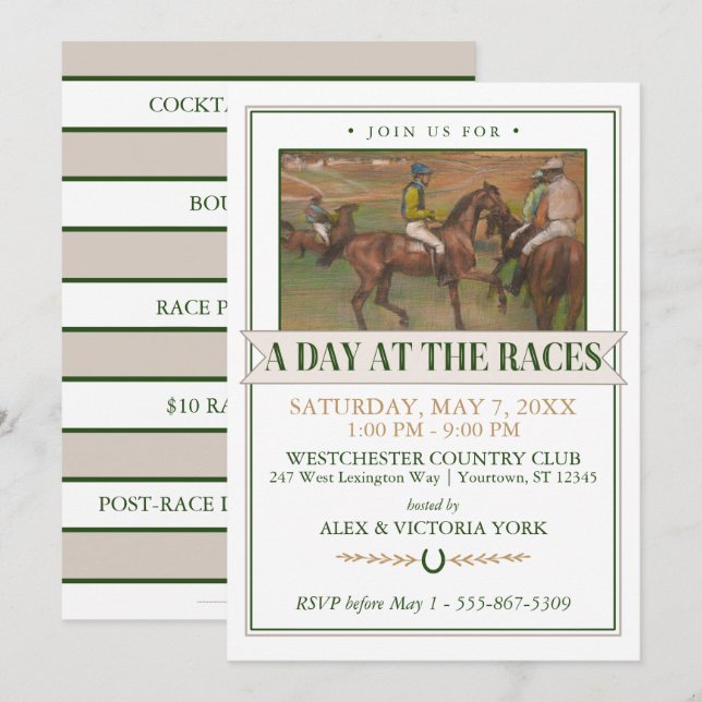 Derby Horse Racing Party | Edgar Degas Einladung (Vorne/Hinten)