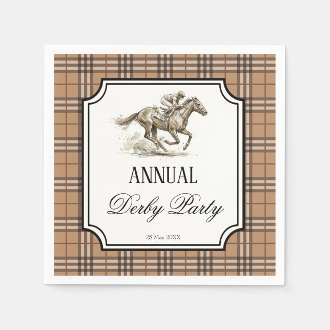 Derby horse racing party elegant gingham serviette (Vorderseite)