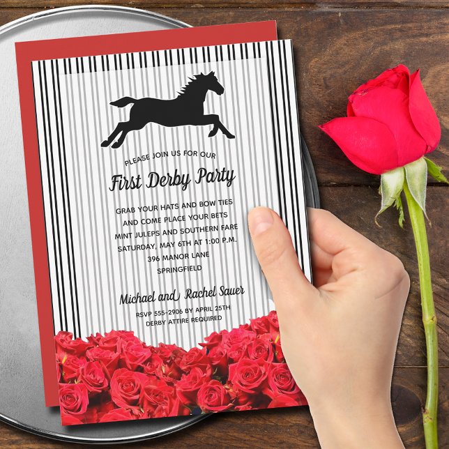 Derby Horse Racing Rote Rosen Einladung (Order INSTANT DOWNLOAD to send digitally or PRINTED invitations to mail or both!)