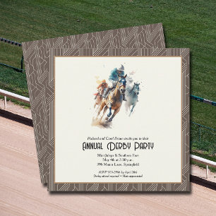 Derby Horses and Jockeys Brown Party Einladung