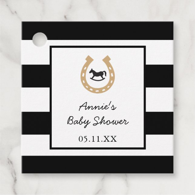 Derby Horseshoe Rocking Horse Baby Shower Geschenkanhänger (Vorderseite)