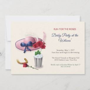 Derby-Hut und Rosen Kentucky-Derby-Party Einladung