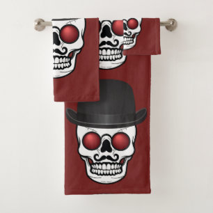 Derby-Kostüm-Totenkopf-Handtuch-Badezimmer-Kunst-H Badhandtuch Set