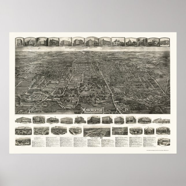 Derby (Manchester), CT Panoramic Map - 1914 Poster (Vorne)
