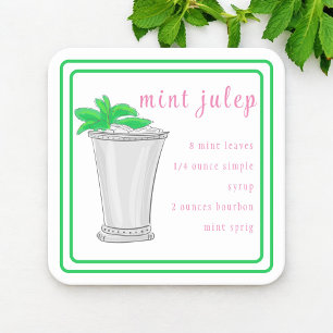 Derby Mint Julep Bar Rezept Grüne Umrandung Getränkeuntersetzer