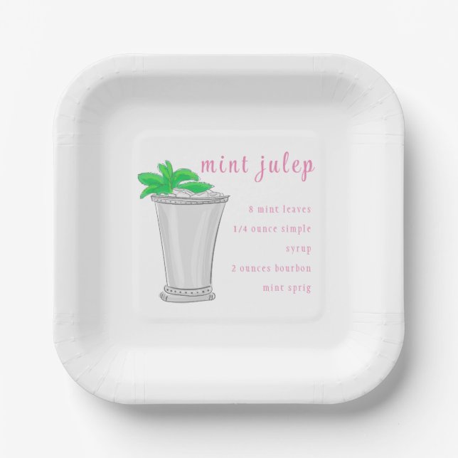Derby Mint Julep Bar Rezept Preppy Pappteller (Vorderseite)
