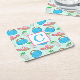 Derby Mint Julep Preppy Monogram Rechteckiger Pappuntersetzer