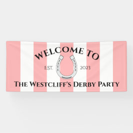 Derby Party Decor Pink Stripes Horseshoe Welcome Banner