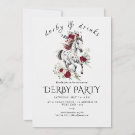 Derby-Party-Einladung – Floraler Pferdekopf mit Ro Einladung
