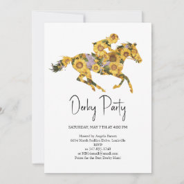 Derby-Party-Einladung – Floraler Pferdekopf mit S Einladung