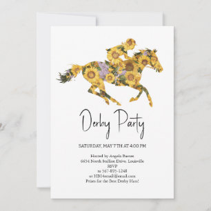 Derby-Party-Einladung – Floraler Pferdekopf mit S Einladung