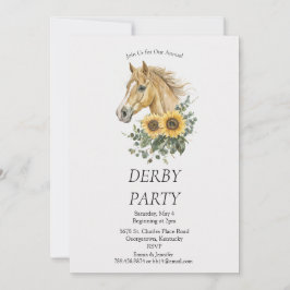Derby-Party-Einladung – Florales Pferdekopf-Sonnen Einladung