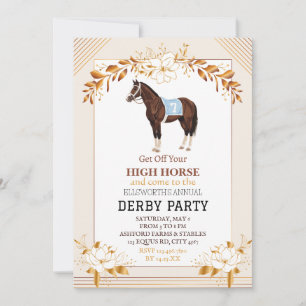 Derby-Party-Einladung Pferderennen Elegant Gold F Einladung