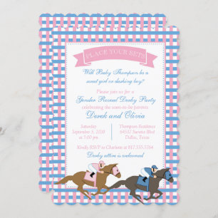 Derby Party Gender Reveal Baby Shower Einladung