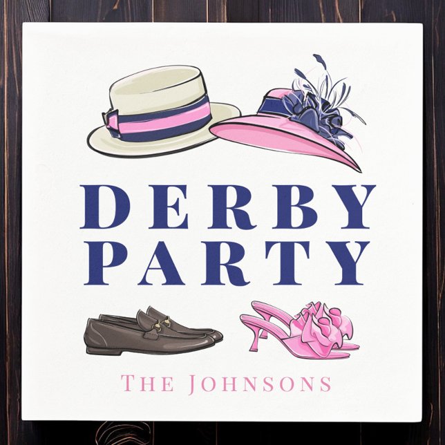 Derby Party Hat Shows Fashion Preppy Navy Serviette (Von Creator hochgeladen)
